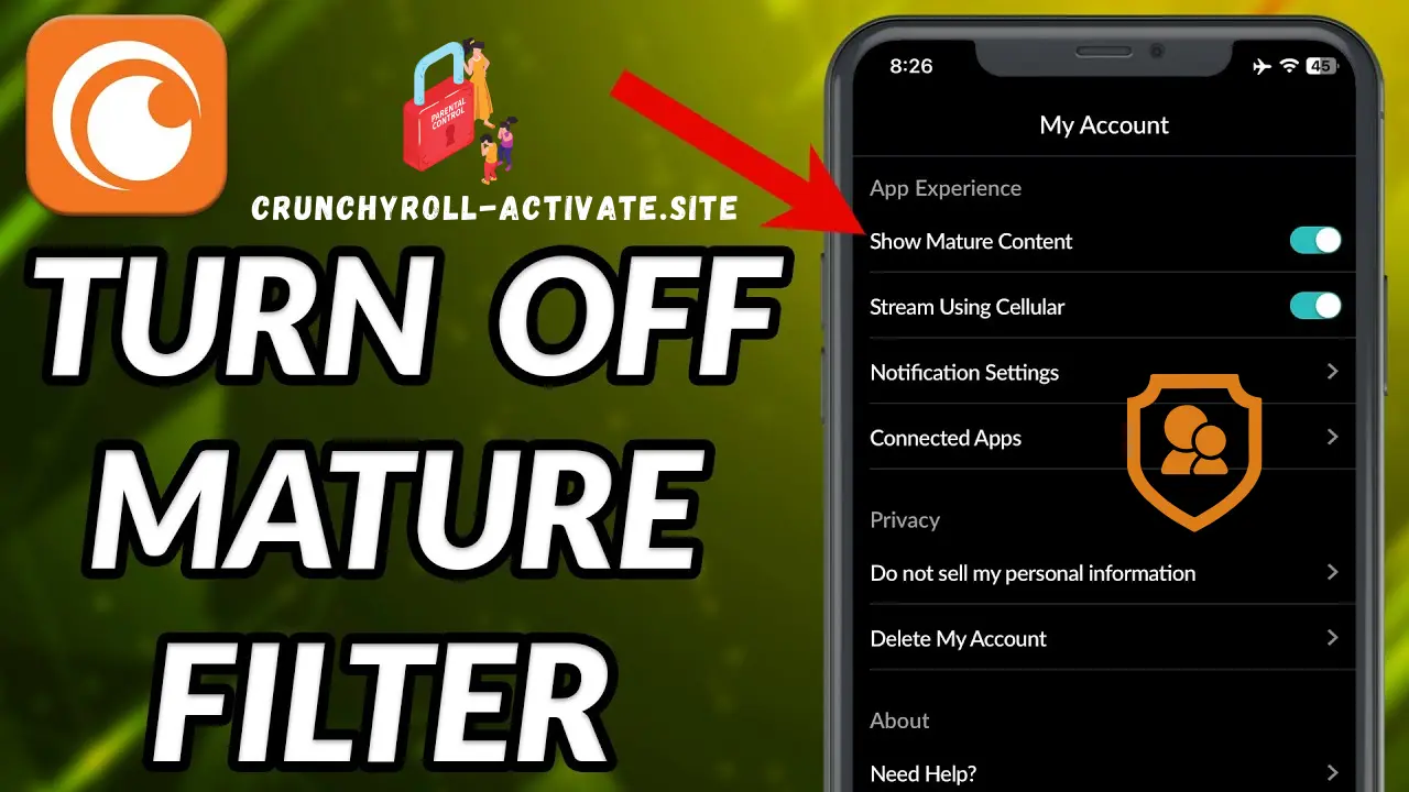 crunchyroll turn off mature filter